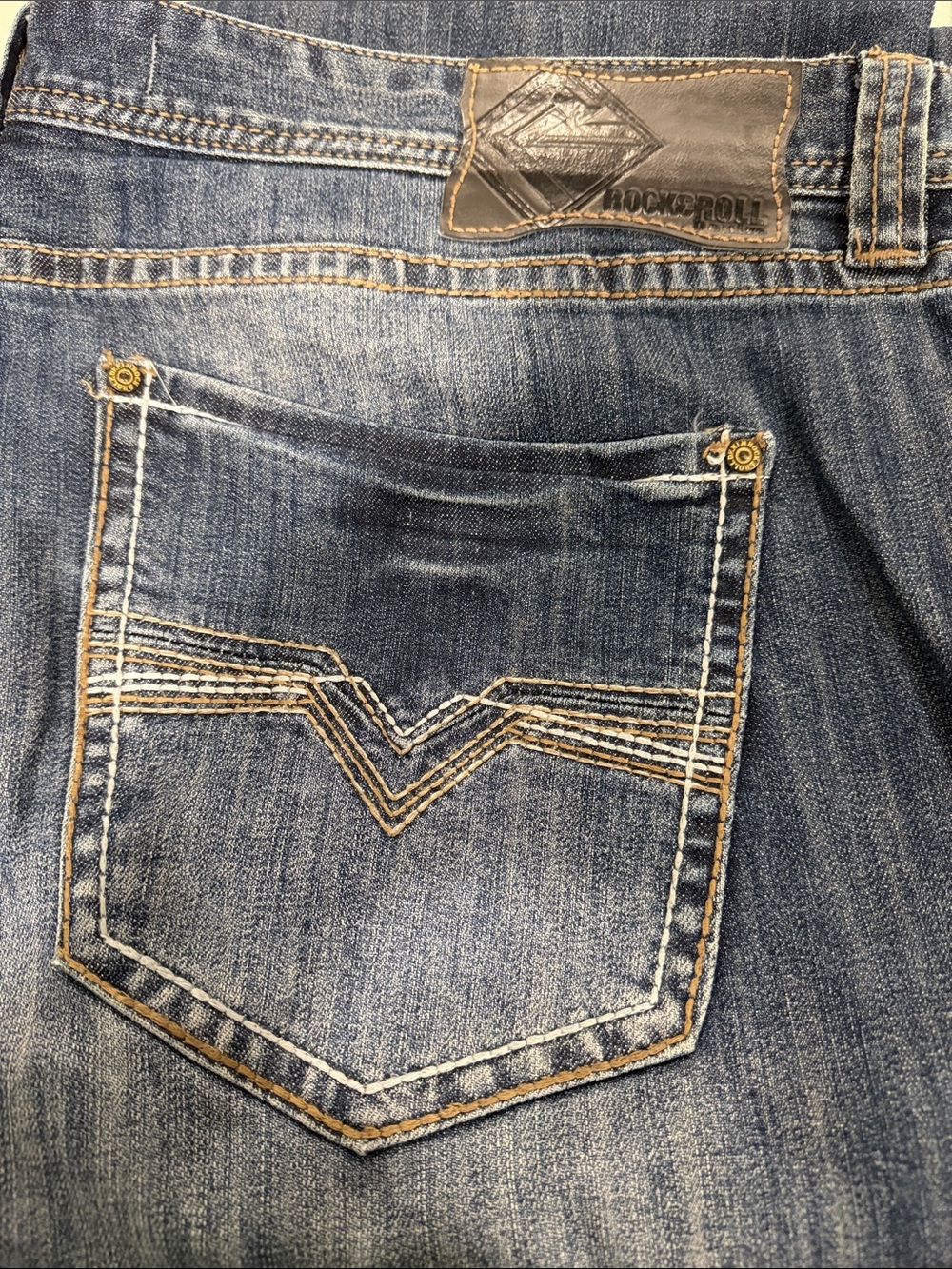 Rock & Roll Men's Dark Blue Washed Jeans